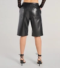 Sleek Edge High-Rise Faux Leather Jorts