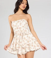 Cute Composure Tie-Waist Floral Ruffled Romper
