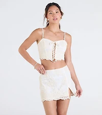 Boho Muse Lace Embroidered Mini Skirt
