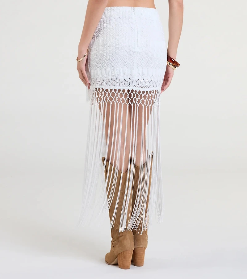 Iconic Getaway Tie-Waist Wrap Fringe Skirt