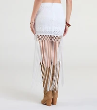 Iconic Getaway Tie-Waist Wrap Fringe Skirt