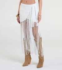 Iconic Getaway Tie-Waist Wrap Fringe Skirt
