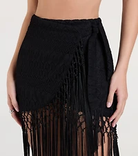 Iconic Getaway Tie-Waist Wrap Fringe Skirt