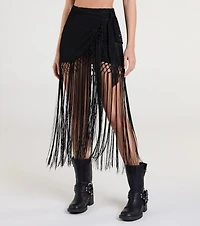 Iconic Getaway Tie-Waist Wrap Fringe Skirt