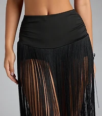 Trendy Moves Long Fringe Skirt
