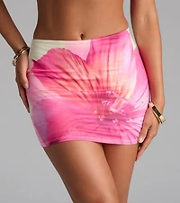 Summer Snapshot Floral Mesh Mini Skirt
