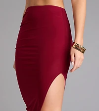 Chic Allure High-Slit Midi Skirt