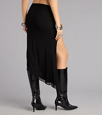 Chic Confidence High Slit Mesh Midi Skirt