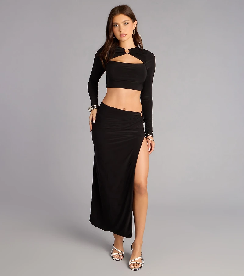 Cool Girl O-Ring High-Rise Maxi Skirt