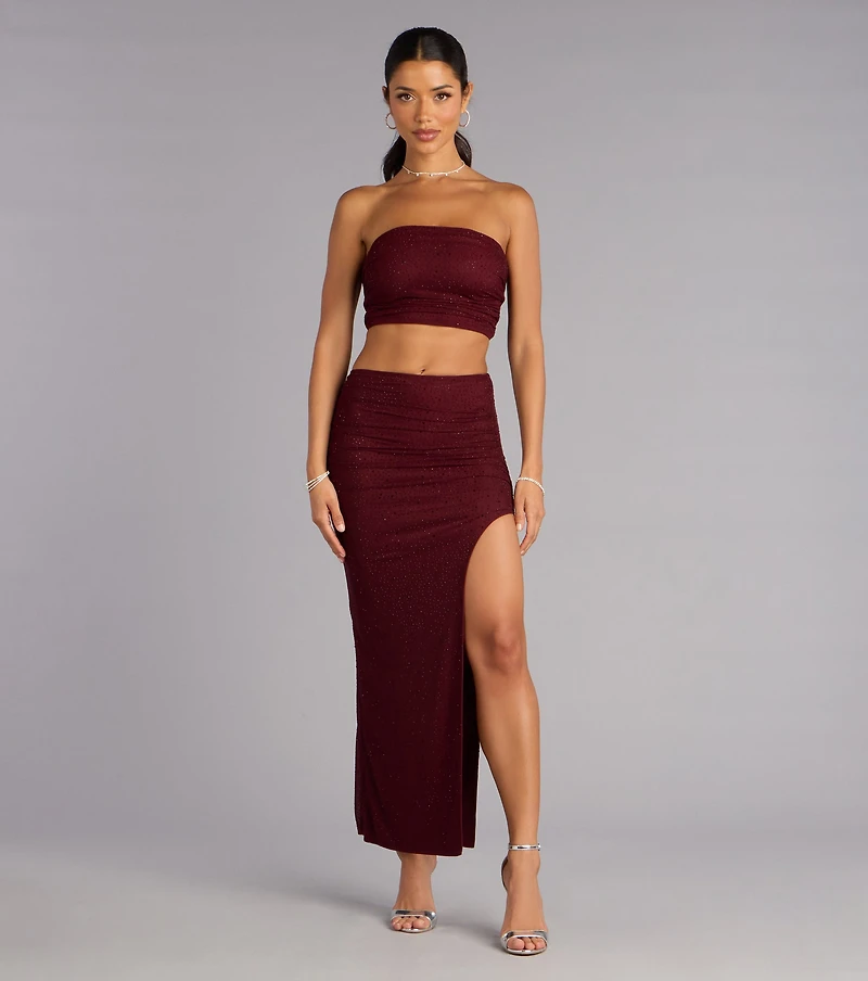 Starlet Status Rhinestone Mesh Maxi Skirt