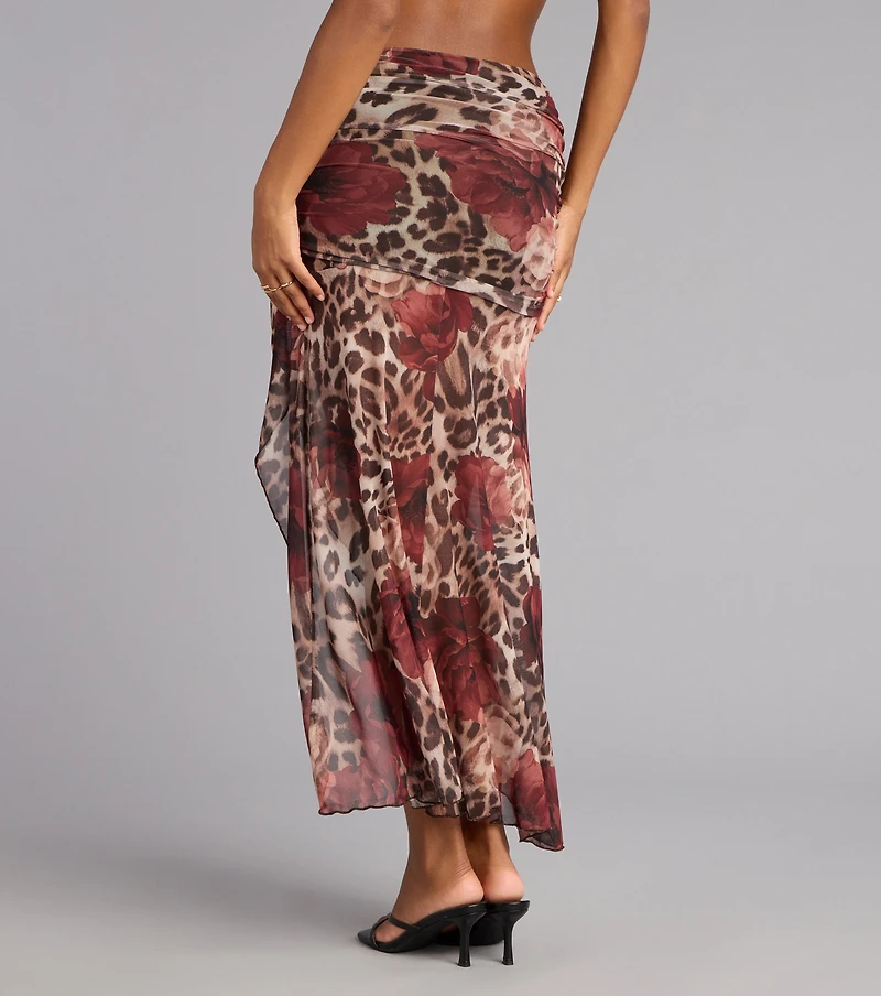 Untamed Bloom High-rise Slit Midi Skirt