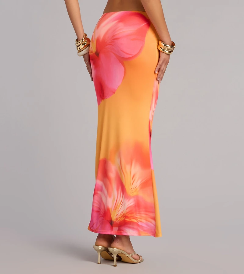 Sunset Mood Tropical Floral Maxi Skirt