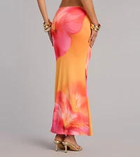 Sunset Mood Tropical Floral Maxi Skirt