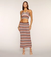 Cutest Charm Striped Crochet Maxi Skirt