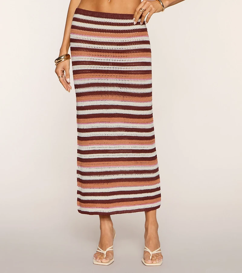 Cutest Charm Striped Crochet Maxi Skirt