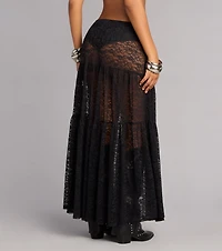 Soft Edge Sheer Lace Maxi Skirt