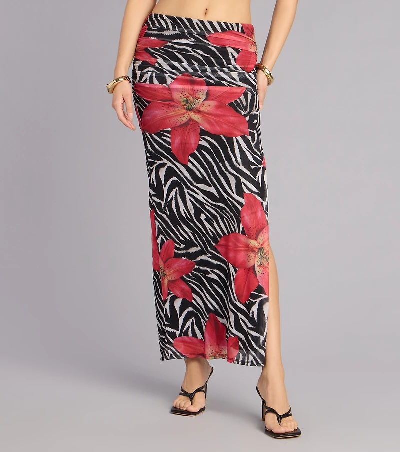 Wild Instinct Zebra Floral Skirt