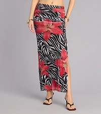 Wild Instinct Zebra Floral Skirt