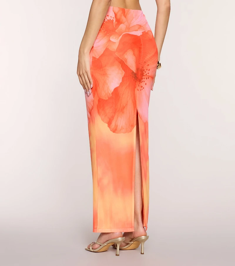 Blooming Agenda Floral Mesh Maxi Skirt