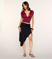 Plans Motion Ruched Asymmetrical Midi Skirt