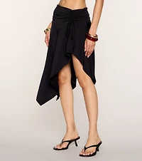 Plans Motion Ruched Asymmetrical Midi Skirt