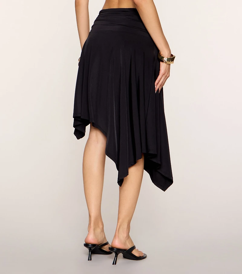 Plans Motion Ruched Asymmetrical Midi Skirt