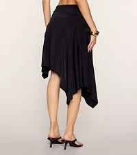 Plans Motion Ruched Asymmetrical Midi Skirt