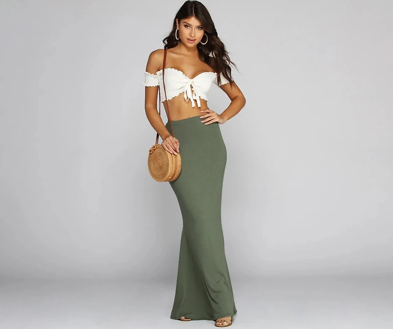 Maxi Out Ribbed Skirt