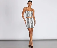 High Rise Snake Print Skirt