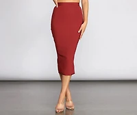 Bring Some Curve Bodycon Bandage Ribbed Midi Skirt