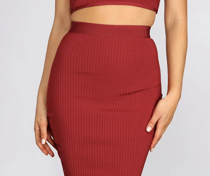 Bring Some Curve Bodycon Bandage Ribbed Midi Skirt