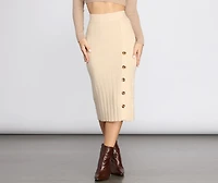 Button Detail Sweater Midi Skirt