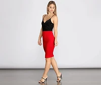 Knit Bodycon Midi Skirt