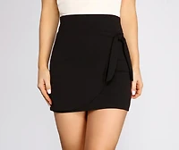 Side Tie Crepe Mini Skirt