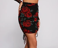 Sweet Rose Ruched Mini Skirt