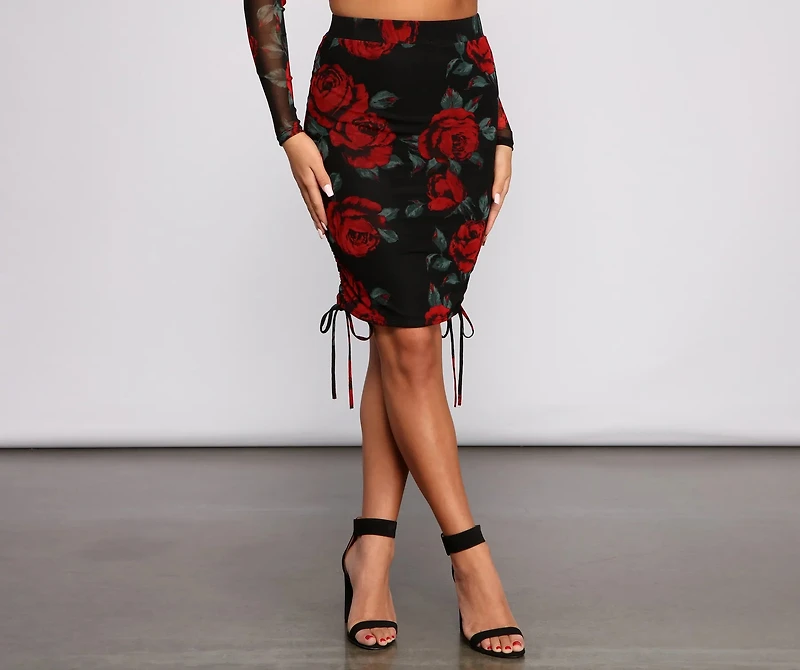 Sweet Rose Ruched Mini Skirt