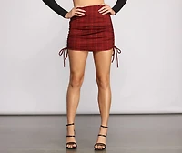 Plaid Perfection Ruched Mini Skirt