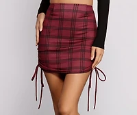 Plaid Perfection Ruched Mini Skirt