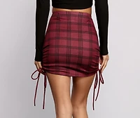 Plaid Perfection Ruched Mini Skirt