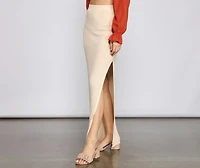 High Slit Maxi Knit Skirt