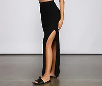 High Slit Maxi Knit Skirt