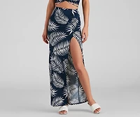 Tropical Palm Leaf Maxi Skirt
