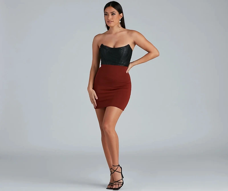 On Point Ponte Knit High Waist Mini Skirt