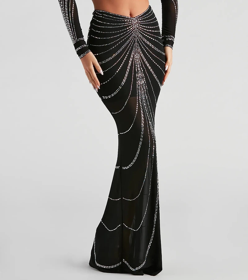 Wrapped Rhinestone Maxi Skirt