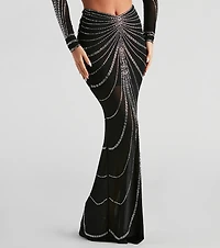 Wrapped Rhinestone Maxi Skirt