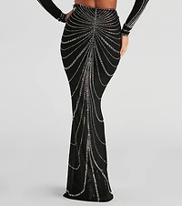 Wrapped Rhinestone Maxi Skirt