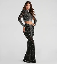 Wrapped Rhinestone Maxi Skirt