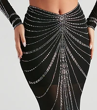 Wrapped Rhinestone Maxi Skirt