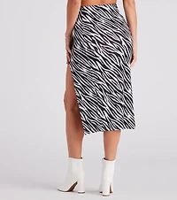 Wild Style Zebra Print Midi Skirt