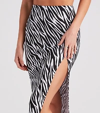 Wild Style Zebra Print Midi Skirt